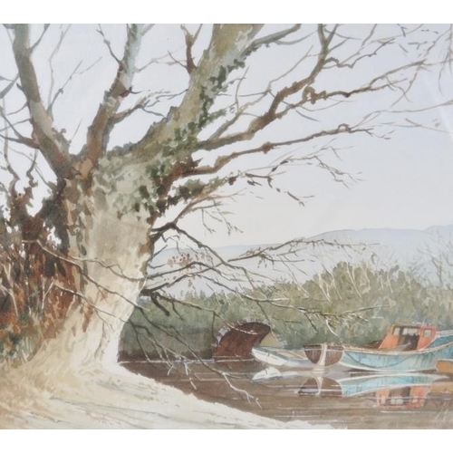 589 - Brian Giffin (1990) - 'Quiet Morning, Percuil River', watercolour, signed and dated, labels verso, 3... 