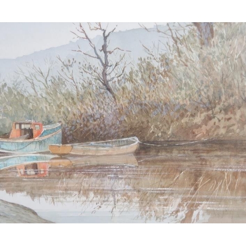 589 - Brian Giffin (1990) - 'Quiet Morning, Percuil River', watercolour, signed and dated, labels verso, 3... 