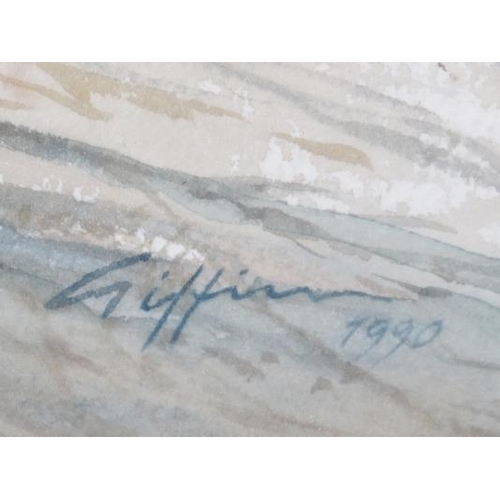 589 - Brian Giffin (1990) - 'Quiet Morning, Percuil River', watercolour, signed and dated, labels verso, 3... 