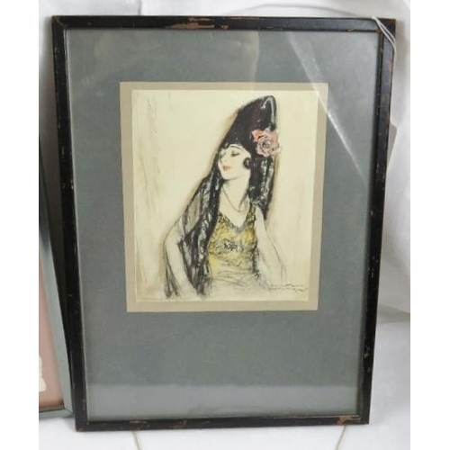 591 - Wilton Williams (fl. c.1920's) - 'Spanish Lady', mixed media, 15cm x 12.5cm, framed.
Together with a... 