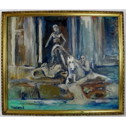 594 - James Lawrence Isherwood FRSA FIAL (British, 1917-1989) - 'Trevi Fountain', oil on board, signed, ti... 