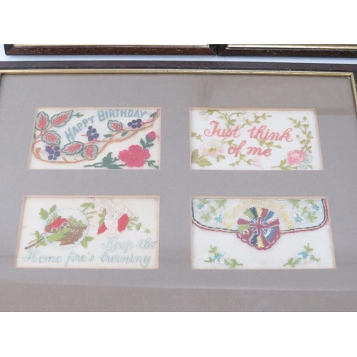 61 - A collection of World War I hand embroidered sweetheart cards. Comprising seventeen embroidered swee... 