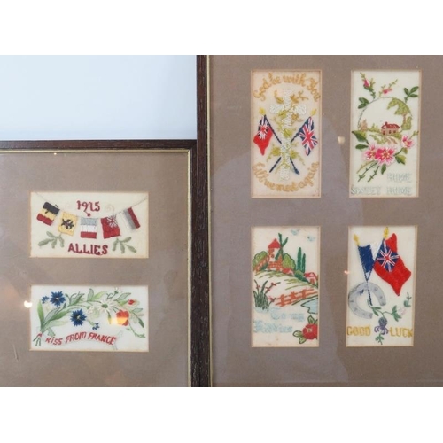 61 - A collection of World War I hand embroidered sweetheart cards. Comprising seventeen embroidered swee... 