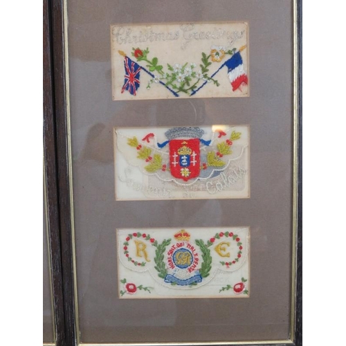 61 - A collection of World War I hand embroidered sweetheart cards. Comprising seventeen embroidered swee... 