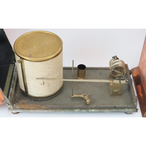 62 - Two copper cased thermographs, late 19th/early 20th century. Both modelled with carry handles, compr... 