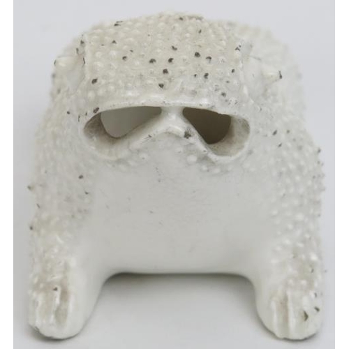 72 - A rare Derby white glazed porcelain posey holder in the form of a toad, Sampson Hancock period. Mode... 