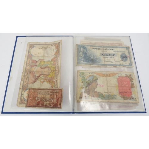 78 - A collection of Indo-Chinese bank notes and a set of Chinese ‘Coins of Ten Emperors of Qing Dynasty’... 