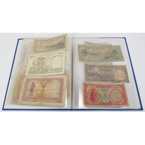 78 - A collection of Indo-Chinese bank notes and a set of Chinese ‘Coins of Ten Emperors of Qing Dynasty’... 