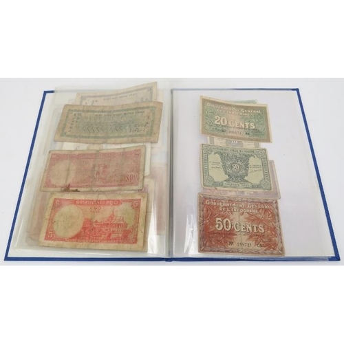 78 - A collection of Indo-Chinese bank notes and a set of Chinese ‘Coins of Ten Emperors of Qing Dynasty’... 