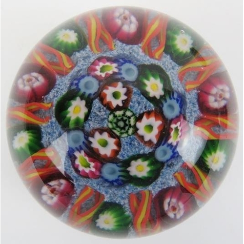 85 - A group of three millefiori glass spoke paperweights, attributed to Paul Ysart. Each paperweight dec... 