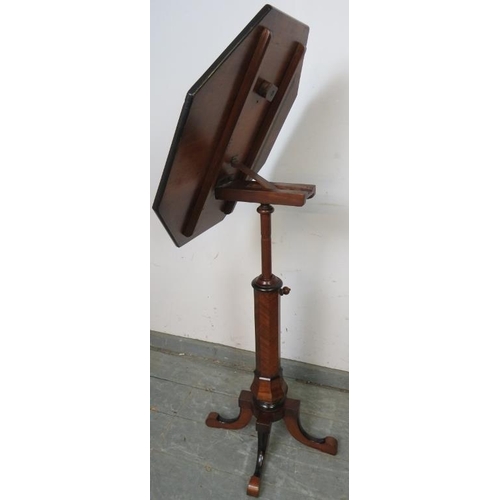 706 - A 19th century mahogany octagonal tilt-top table/music stand with ebonised and satinwood foliate inl... 