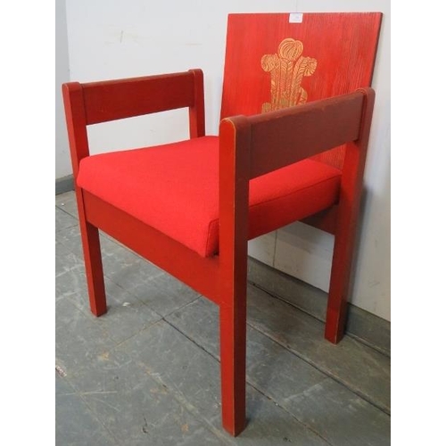 720 - A 1969 Prince Charles investiture chair, designed by Anthony Armstrong-Jones (Lord Snowdon), Carl To... 