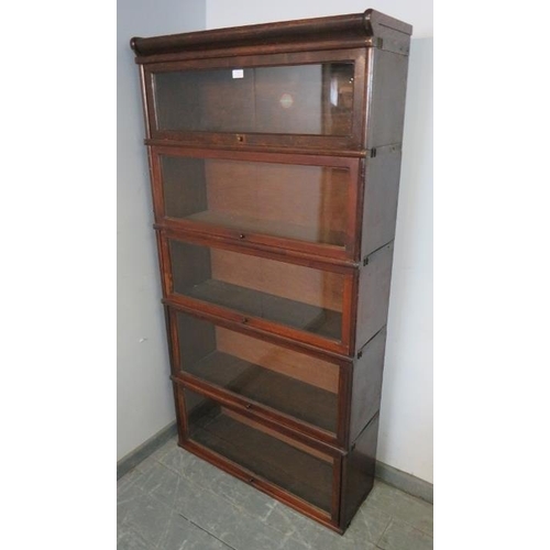 793 - A vintage Globe-Wernicke glazed bookcase of five graduated stacking sections.
H171cm W87cm D30cm (ap... 