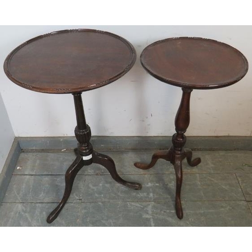 817 - Two Recency Revival mahogany wine tables with dished tops, tapering and fluted columns and splayed t... 