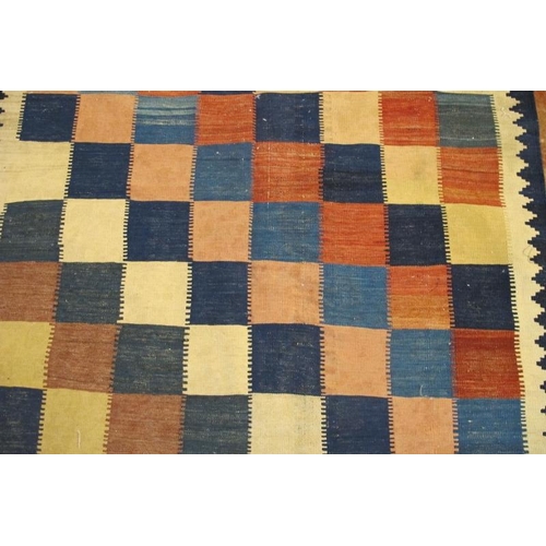 945 - South West Persian Qashqai Kilim chequer board effect rug, vibrant colours in good condition. 
188 x... 