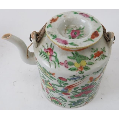 11 - Three Chinese famille rose enamel decorated porcelain teapots, 19th century. Comprising a Rose Medal... 