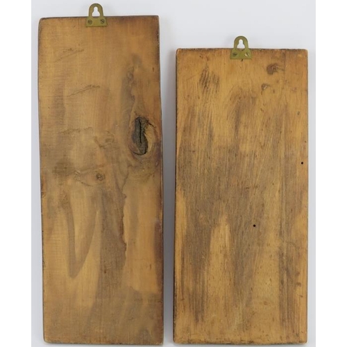 159 - Two Folk Art Kitchenalia hand carved fruitwood panels, 20th century. (2 items) 41 cm x 18.7 cm, 45.5... 