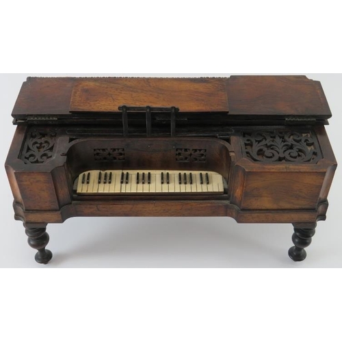 16 - A rare European miniature mechanical music model of a square grand piano, 19th century. Constructed ... 