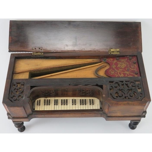 16 - A rare European miniature mechanical music model of a square grand piano, 19th century. Constructed ... 