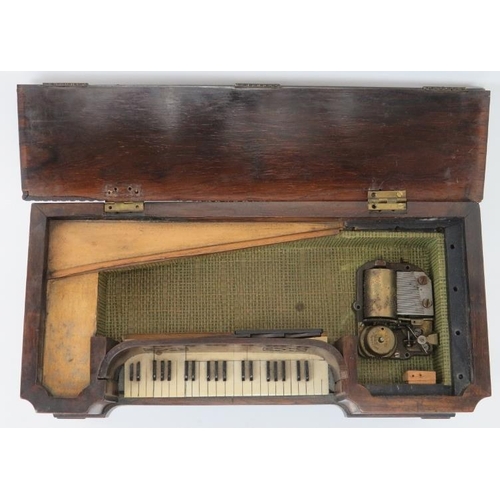 16 - A rare European miniature mechanical music model of a square grand piano, 19th century. Constructed ... 