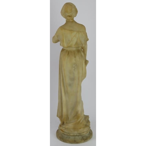 174 - A large European alabaster classical female figure modelled in the style of works by Eugenio Battigl... 