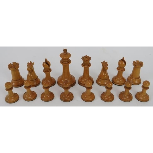 23 - A Victorian Jaques & Son of London turned ebony and boxwood weighted chess set entitled ‘The Staunto... 