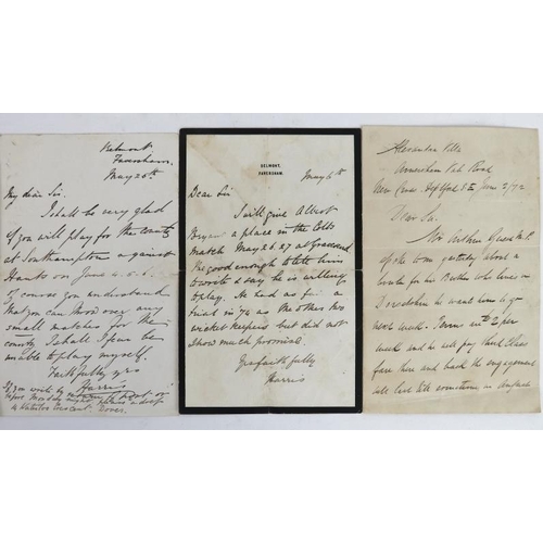 232 - Of historical cricketing interest - Edgar Willsher letters and related lithographs, 19th century. Co... 