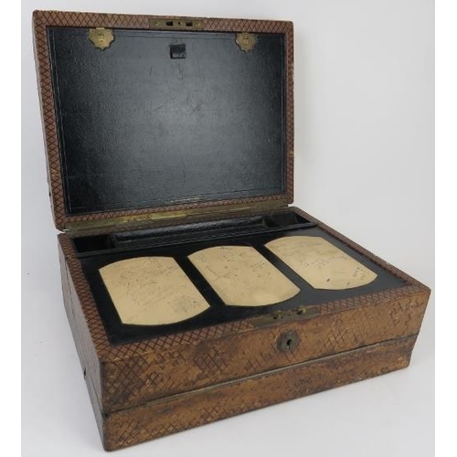 25 - A leather cased stationery box by Partridge & Cooper of Fleet Street, London, late 19th/early 20th c... 