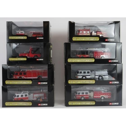 264 - A group of eight Corgi boxed model die-cast fire rescue engines. (8 items). 
Condition report: Good ... 