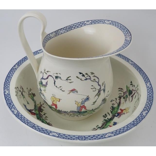 31 - An early Victorian Wedgwood Etruria porcelain chinoiserie style wash set, mid 19th century. Comprisi... 