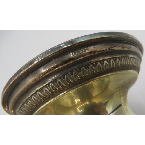 427 - A heavy '800' silver pedestal two handled dish and cover, engraved 'Hermes', marked '800'. Approx we... 