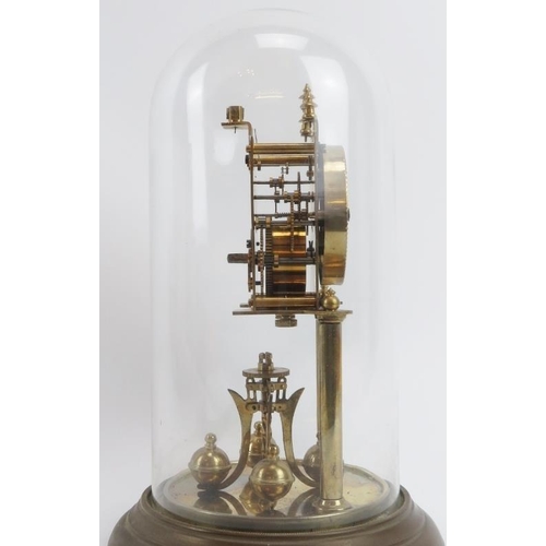 49 - A German Badische 400 Day Anniversary torsion pendulum clock with glass dome. With an enamelled dial... 