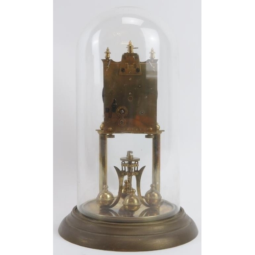 49 - A German Badische 400 Day Anniversary torsion pendulum clock with glass dome. With an enamelled dial... 