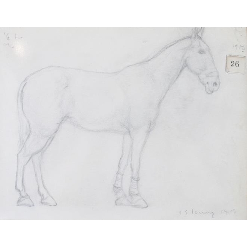 514 - Attributed to Laurence Stephen Lowry RA (British, 1887 - 1976) - 'Study of a horse', pencil drawing,... 