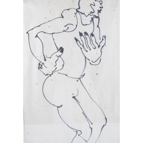 543 - Hazel Gomes (b. Goa 1949) - 'Figurative studies', a pair, black ink on paper, both signed and dated ... 