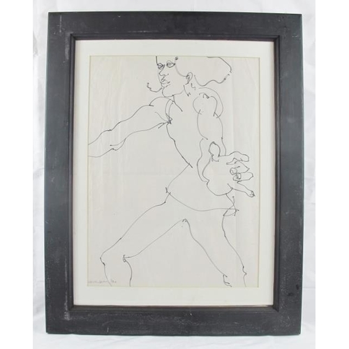 543 - Hazel Gomes (b. Goa 1949) - 'Figurative studies', a pair, black ink on paper, both signed and dated ... 