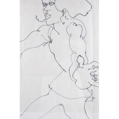 543 - Hazel Gomes (b. Goa 1949) - 'Figurative studies', a pair, black ink on paper, both signed and dated ... 