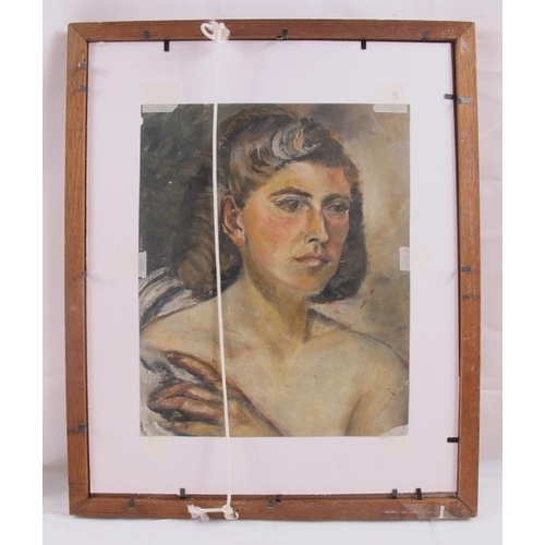 544 - British School (Early 20th century) - 'Two female portraits', double-sided oil on paper, 27cm x 22cm... 