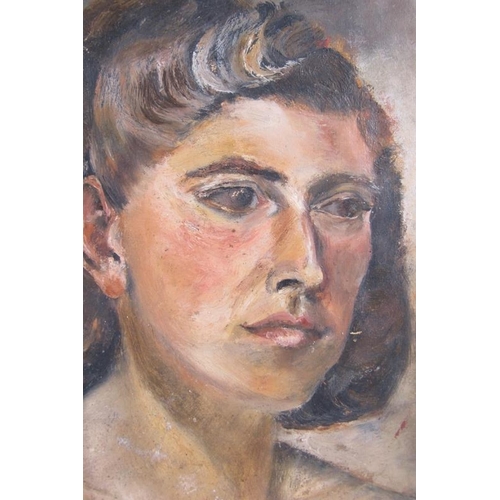 544 - British School (Early 20th century) - 'Two female portraits', double-sided oil on paper, 27cm x 22cm... 