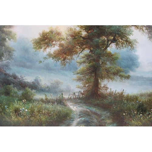 548 - British School (20th Century) - 'Rural country landscape', oil on board, indistinctly signed lower r... 