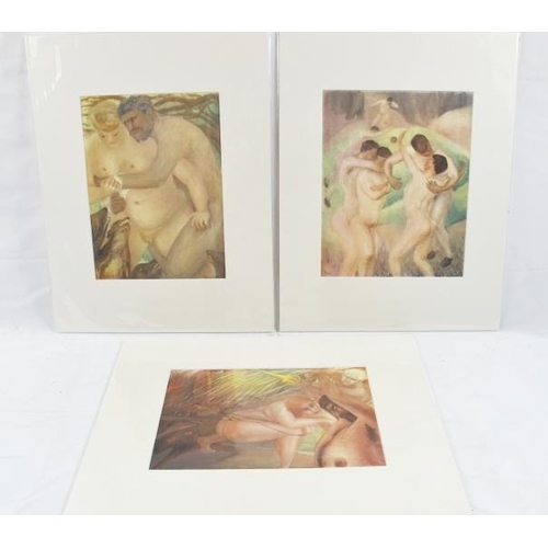 560 - After D.H. Lawrence (British, 1885 - 1930) - a series of II erotic colour prints, each depicting gro... 