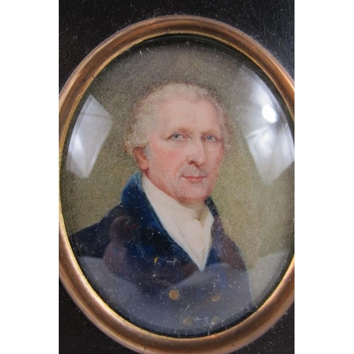 568 - British School (19th century ) - Two portrait miniatures in watercolours, 7cm x 5cm and 9cm x 7cm, i... 