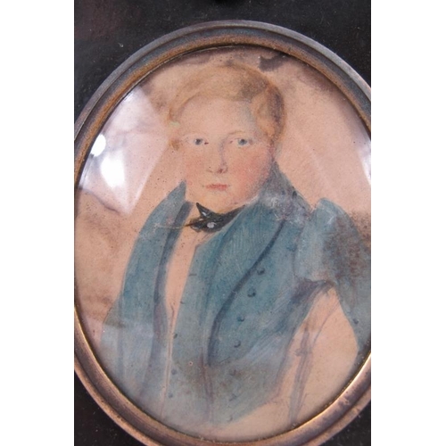 568 - British School (19th century ) - Two portrait miniatures in watercolours, 7cm x 5cm and 9cm x 7cm, i... 