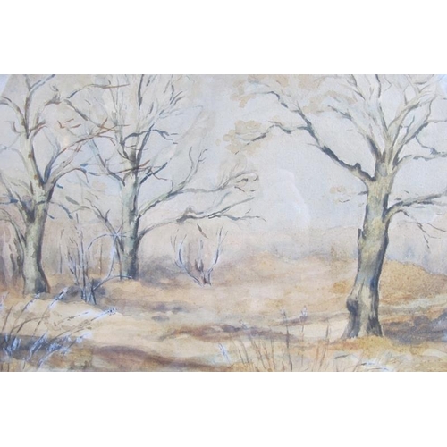 572 - C. E. Baker (Exh. 1912-1915) - 'Trees in a landscape', watercolour, Gallery label verso 'Apollo Gall... 