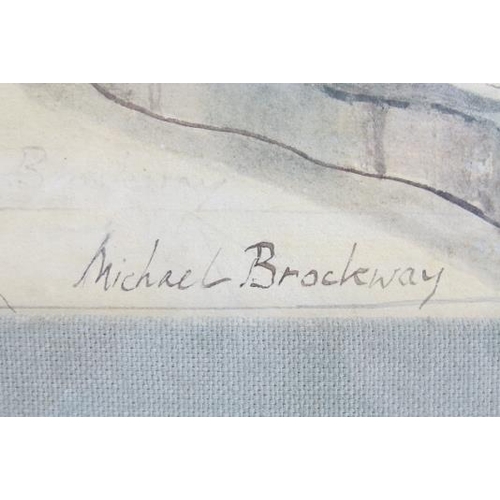 595 - Michael Brockway (b. 1919) - 'Kate Garounas', watercolour, signed, label verso for the Langton Galle... 