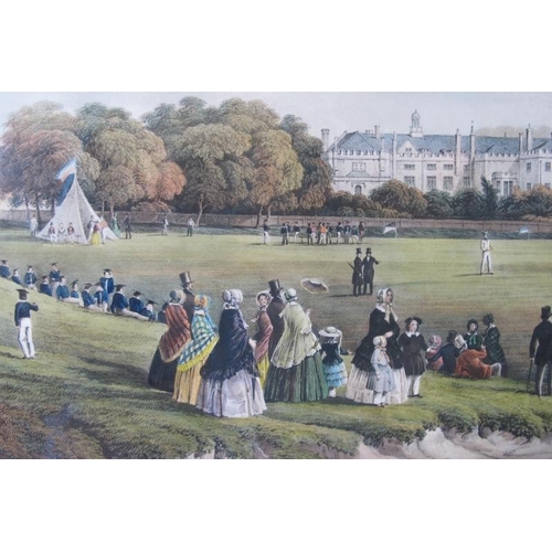 607 - 'The Cricket Match, Tonbridge School' - a 19th century coloured lithograph by W.L. Walton after a pa... 