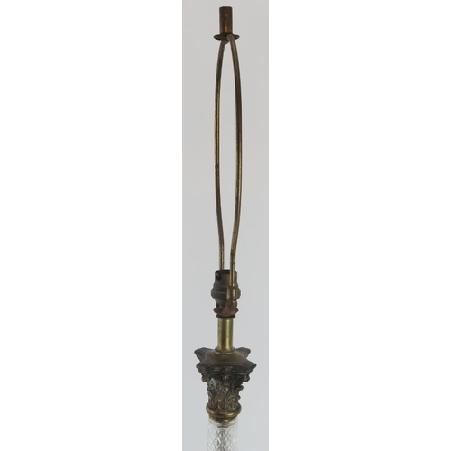 62 - A gilt brass mounted glass Corinthian column table lamp, early/mid 20th century. 81.5 cm total heigh... 