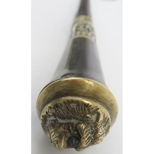 64 - An Anglo Indian ebonised, carved bone and brass mounted sword stick walking cane, late 19th/early 20... 