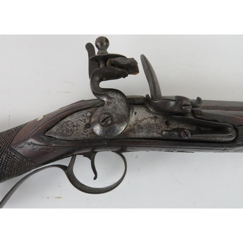 75 - An English East India Company oak and steel barrelled flintlock blunderbuss by Memory, late 18th cen... 