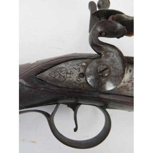 75 - An English East India Company oak and steel barrelled flintlock blunderbuss by Memory, late 18th cen... 